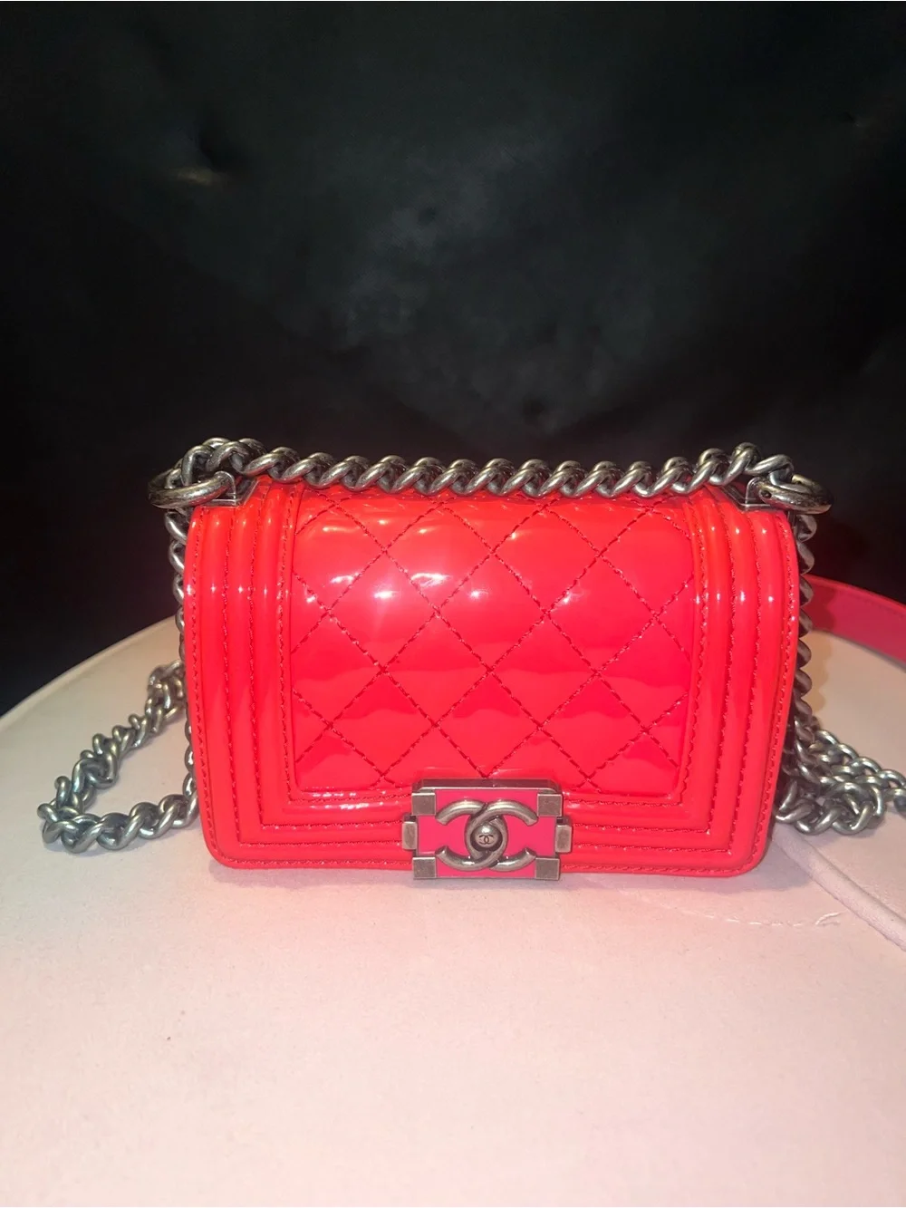 Chanel Quilted Hot Pink flap boy bag